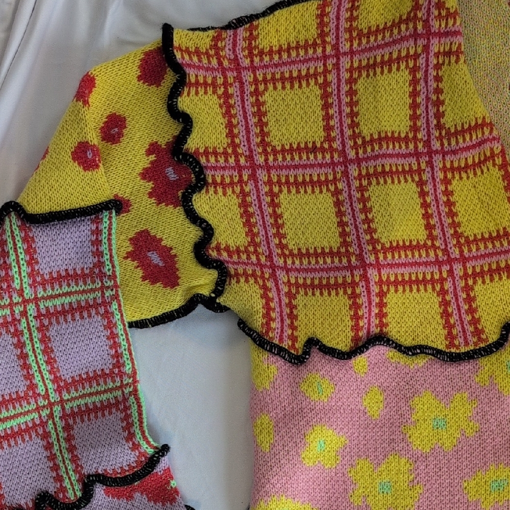 Vibrant Patchwork Cardigan Sweater - image 3